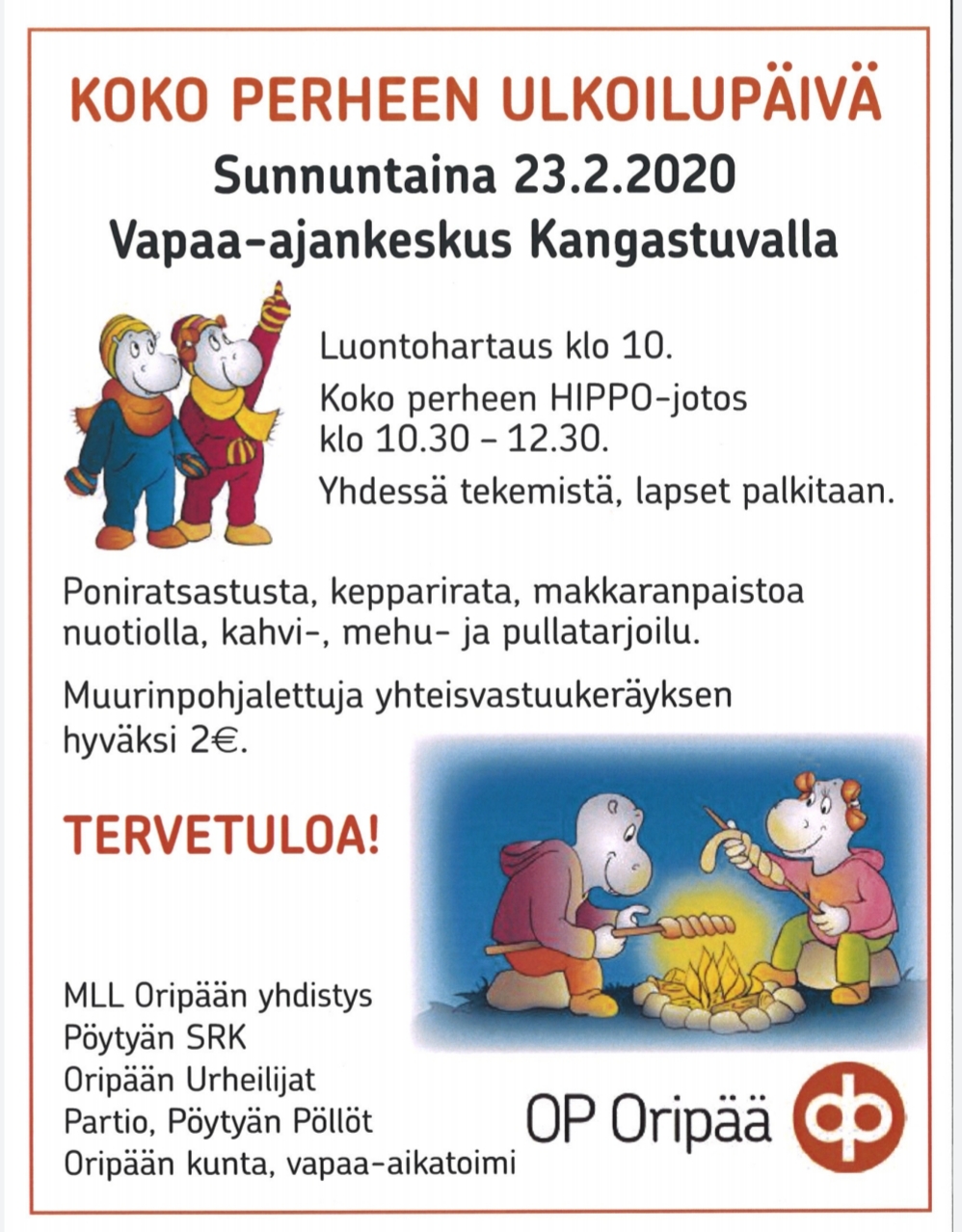 Luontohartaus ja ulkoilupäivä Kuvassa Osuuspankin Hippohahmot sekä sama teksti kuin julkaisussa.