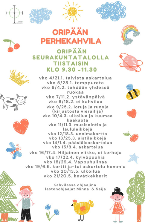 Perhekahvilan ohjelma keväälle 2025
