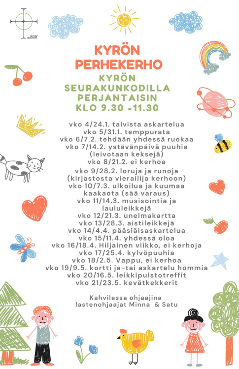 Kyrön perhekerhon ohjelma keväälle 2025