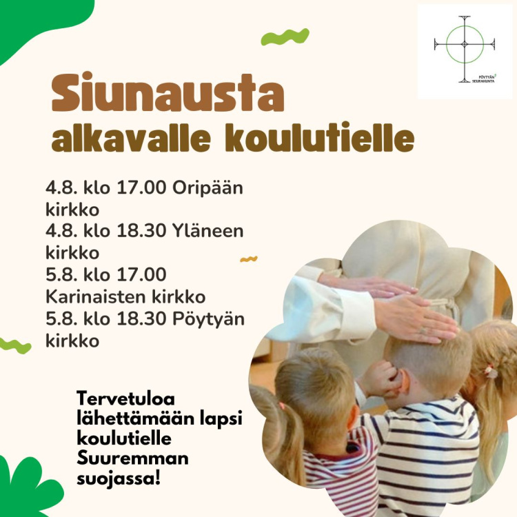 Koulunsa aloittavien siunaaminen siunausta